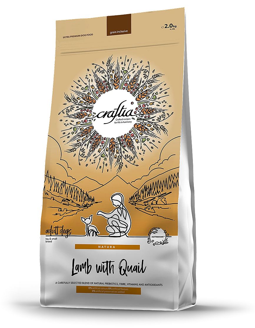 CRAFTIA NATURA Adult Toy & Small Breed Jahnacie a prepelica 2 kg – prémiové granule pre malé a mini plemená