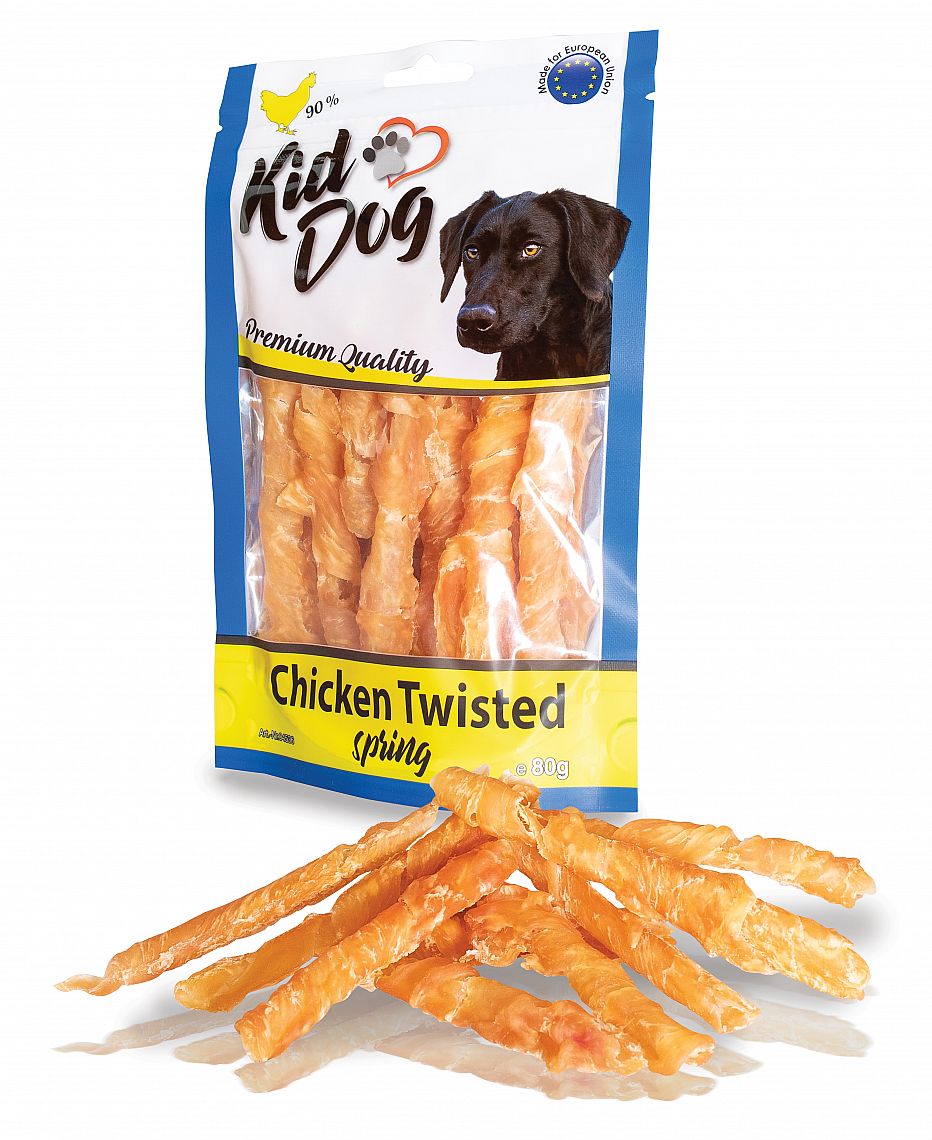 KidDog kuracie prsia v špirále 80 g – mäkká kuracia maškrta pre psy