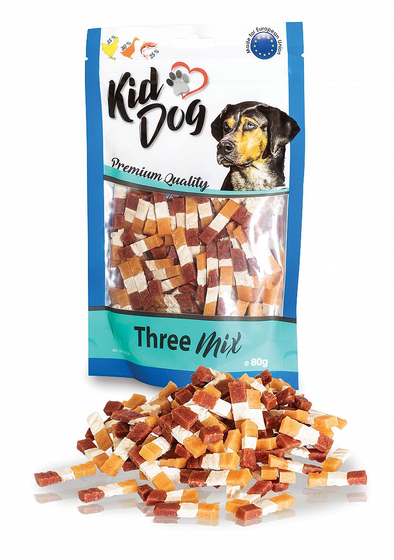 KidDog kuracie a kacacie mäsko s treskou 80 g – mäsovo-rybia maškrta pre psy