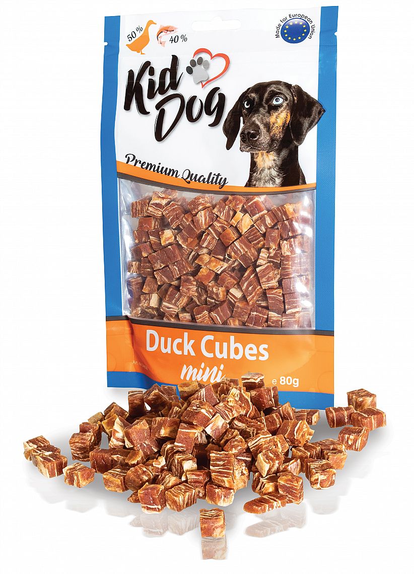 KidDog mini kocky z kacacieho mäsa a tresky – tréningová maškrta pre psov 80 g