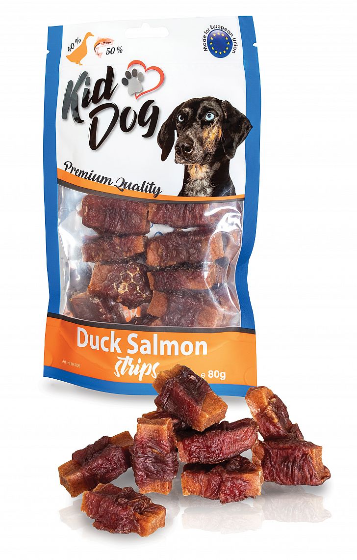 KidDog losos obalený kacacím mäskom – mäsovo-rybia maškrta pre psov 80 g