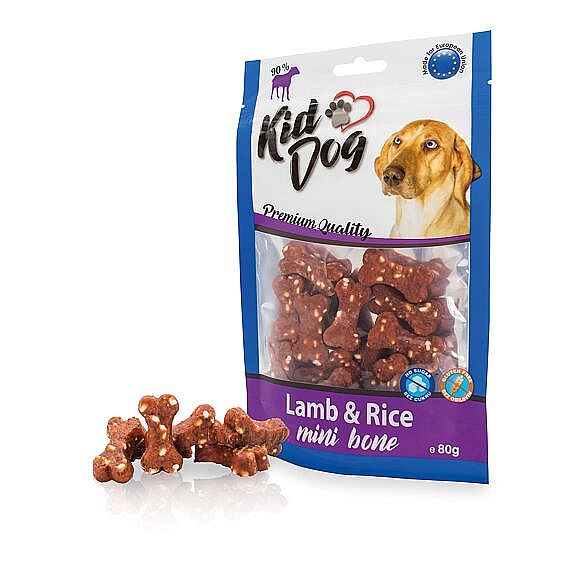 KidDog jahnacie mäso s ryžou MINI kosticky – tréningová maškrta pre psov 80 g