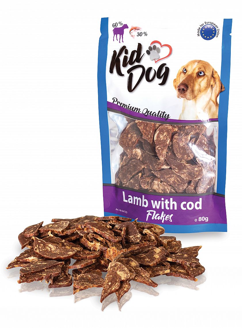 KidDog jahnacie lupienky s morskou treskou – mäsovo-rybia maškrta pre psov 80 g
