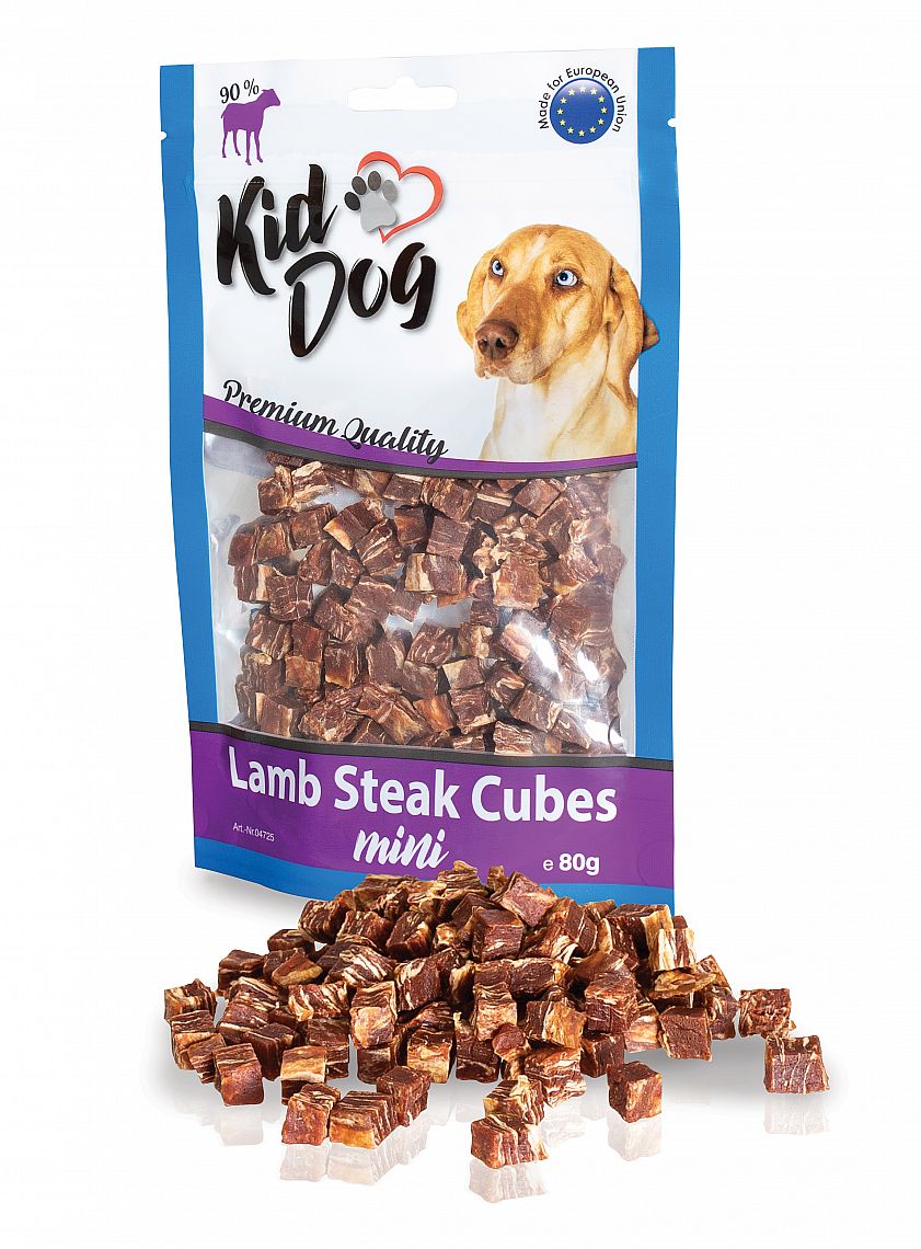 KidDog mini kocky z jahnacieho mäsa – maškrta pre psy 80 g
