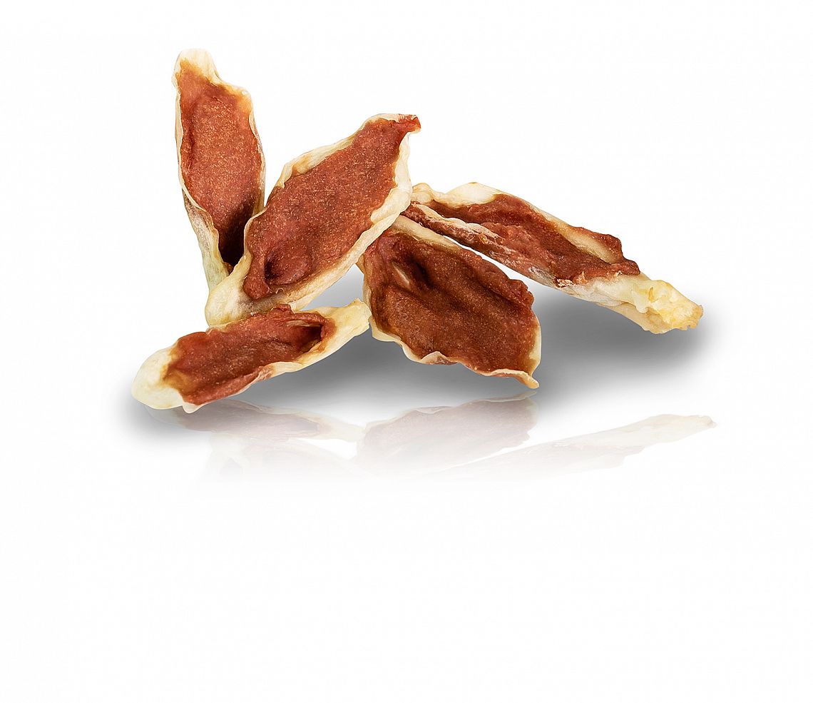 KidDog králicie ucho plnené kacacím mäsom – žuvacia maškrta pre psov 250 g