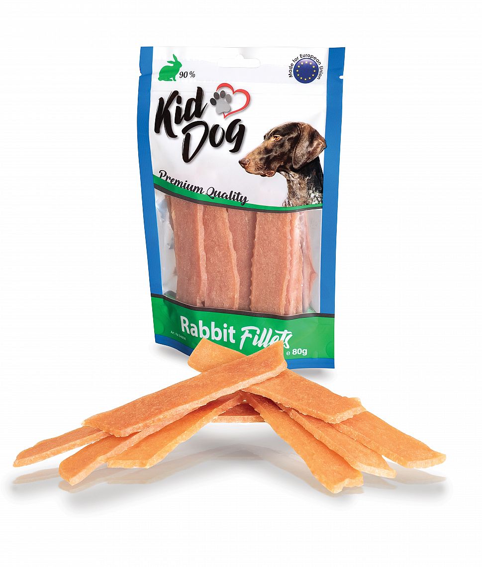 KidDog králicie filetované mäsko – prémiová mäsová maškrta pre psov 80 g