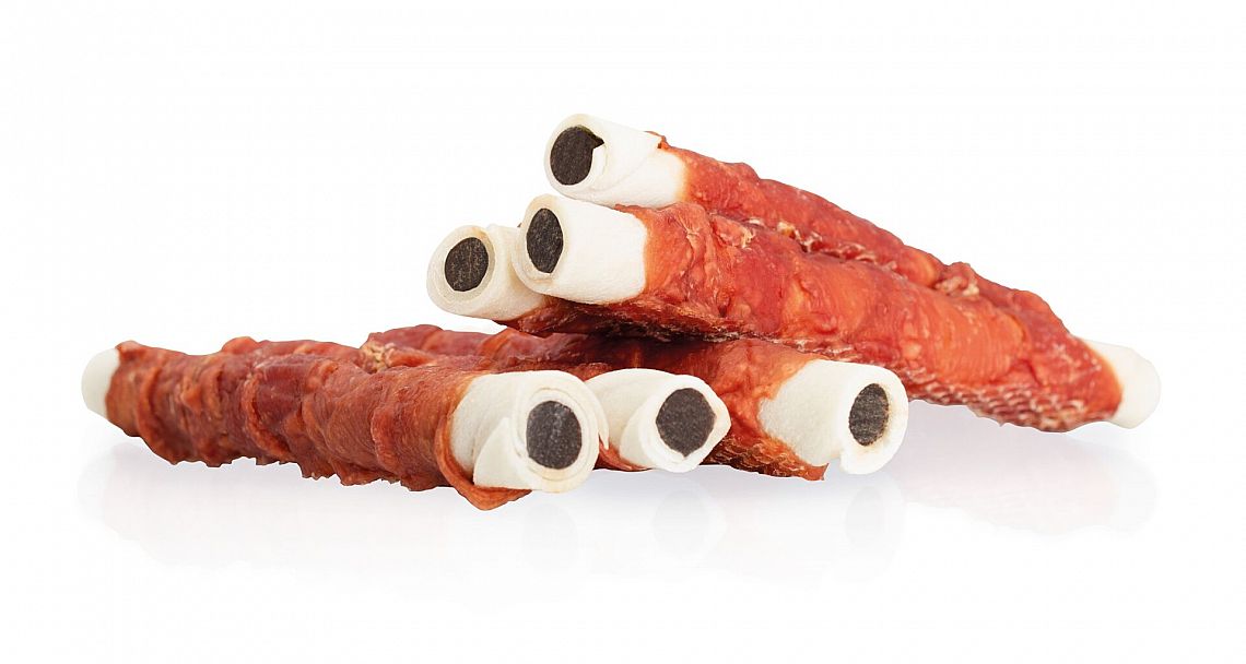 KD BUFFET kačacie prsia na byvolej tyčinke 12cm/35g, plnenej kuracou pečeňou [50ks]