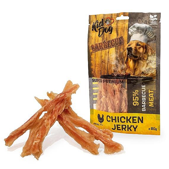 KidDog SUPER PREMIUM kuracie prsia Barbecue – krútené prúžky 80 g