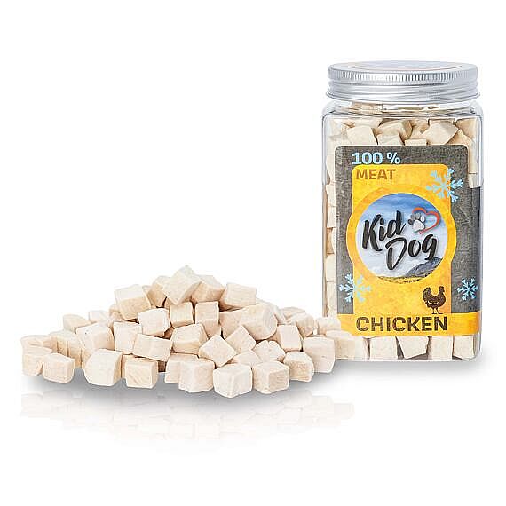 KIDDOG Super Premium 100% Freeze Dried Chicken Cubes – kuracie mäso sušené mrazom pre psy 80 g dóza