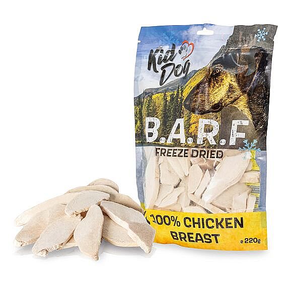 KIDDOG BARF 100% Chicken Breast Freeze Dried – kuracie prsia sušené mrazom pre psy 220 g
