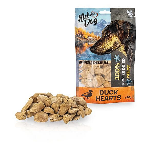 KidDog SUPER PREMIUM 100 % kacacie srdiecka sušené mrazom 50 g