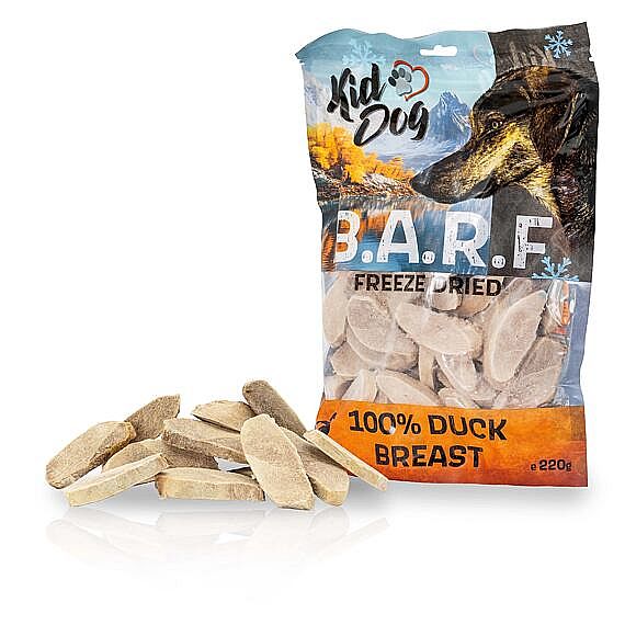 KIDDOG BARF 100% Duck Breast Freeze Dried – kacacie prsia sušené mrazom pre psy 220 g