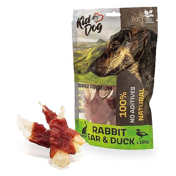 KidDog SUPER PREMIUM kacacie prsia na králicom uchu – žuvacia maškrta 150 g