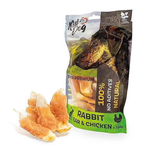 KidDog SUPER PREMIUM kuracie prsia na králicom uchu – žuvacia maškrta 150 g