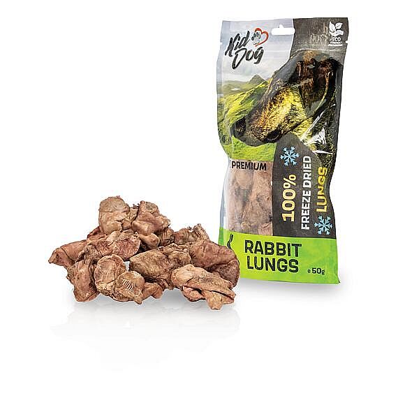 KidDog SUPER PREMIUM 100 % králicie plúca vcelku sušené mrazom – lahká monoproteínová maškrta 50 g