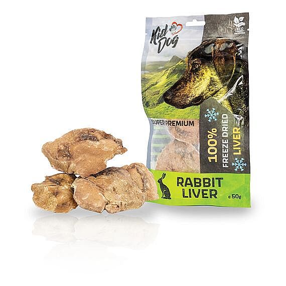KidDog SUPER PREMIUM 100 % králicia pecen vcelku sušená mrazom – monoproteínová maškrta pre psy a macky 50 g