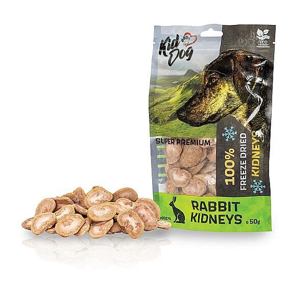 KidDog SUPER PREMIUM 100 % králicie oblicky sušené mrazom – monoproteínová maškrta pre psov 50 g