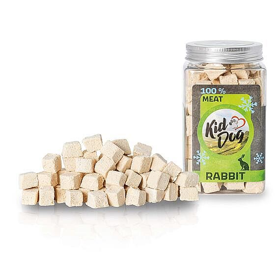 KIDDOG Super Premium 100% Freeze Dried Rabbit Cubes – králicia svalovina sušená mrazom pre psy 80 g