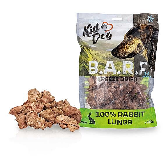 KIDDOG BARF 100% Rabbit Lungs Freeze Dried – králicie plúca sušené mrazom pre psy 180 g
