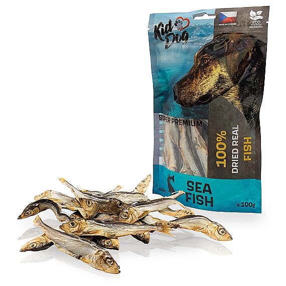 KidDog SUPER PREMIUM morské šproty – celé sušené rybicky pre psy a macky 100 g