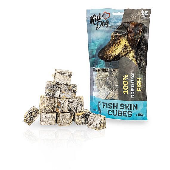 KidDog SUPER PREMIUM 100 % trescia koža – vrstvené rybie kocky 80 g