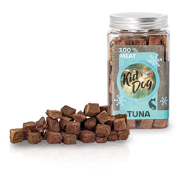 KIDDOG Super Premium 100% Freeze Dried Tuna Cubes – tuniak sušený mrazom pre psy 75 g dóza