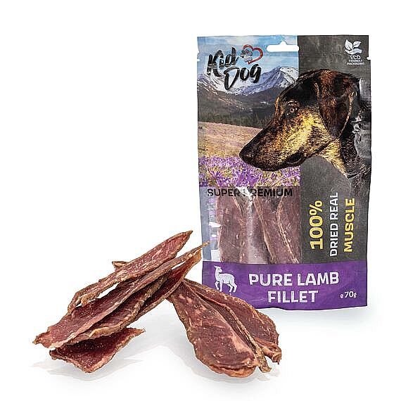 KidDog SUPER PREMIUM 100 % cistá jahnacia svalovina bez aditív – tenké plátky 70 g