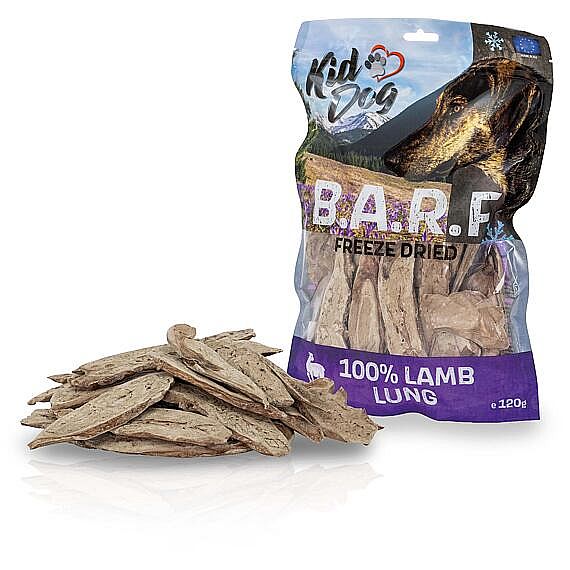 KIDDOG BARF jahňacie pľúca sušené mrazom – maškrty pre psy 120 g