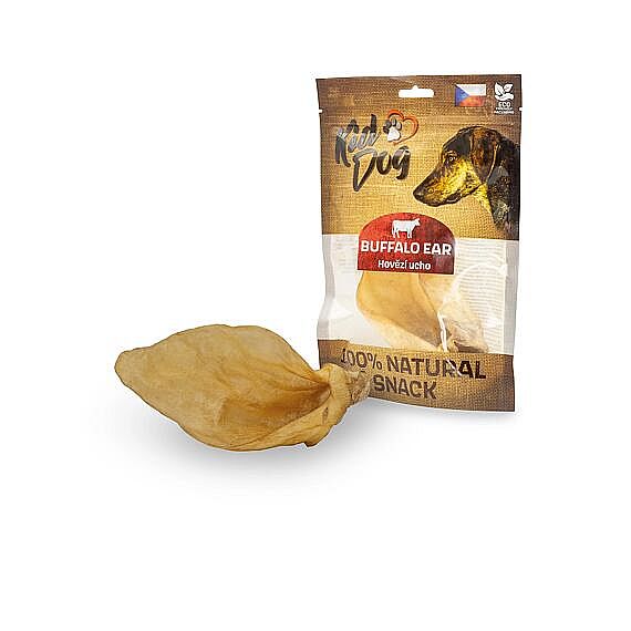 KidDog 100 % Natural Snack hovädzie ucho – prírodná žuvacia maškrta 18 – 20 cm/55 – 60 g