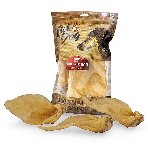 KidDog 100 % Natural Snack hovädzie uši – prírodná žuvacia maškrta min. 5 ks/ 230 - 250 g
