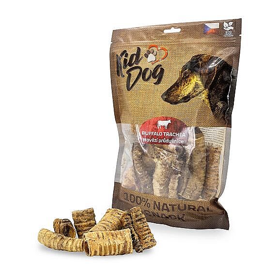KidDog 100 % Natural Snack krájaná hovädzia priedušnica 4 – 8 cm – 300 g