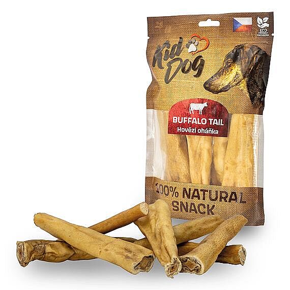 KidDog 100 % Natural Snack hovädzí chvost s kožou 12 cm – 200 g