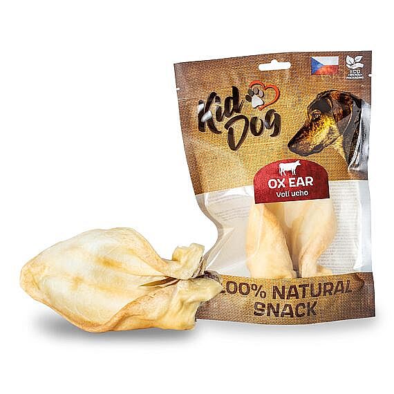KIDDOG Natural Snack OX – prírodné hovädzie ucho pre psy 17 cm, 1 ks