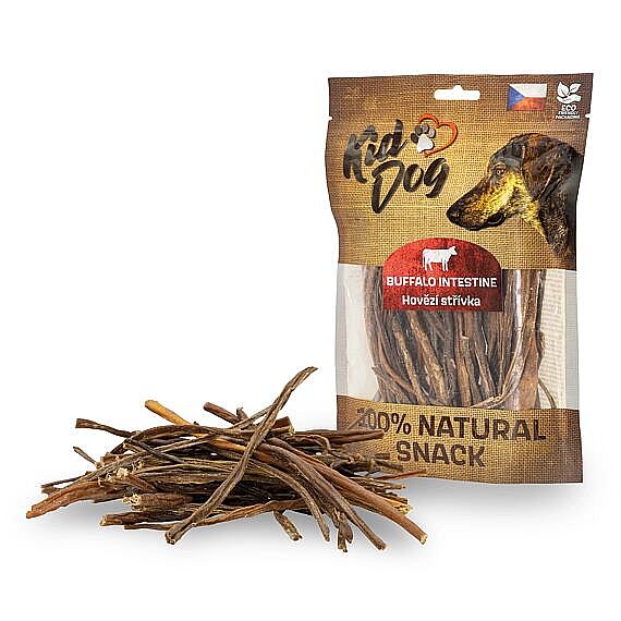 KidDog 100 % Natural Snack tenké hovädzie crevá 12 cm – 120 g