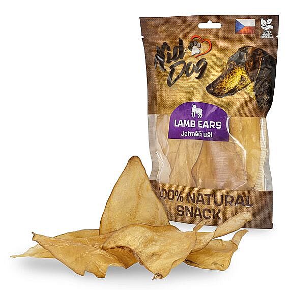 KidDog 100 % Natural Snack malé jahnacie uši 8 – 10 cm – 5 až 6 ks / 50 g