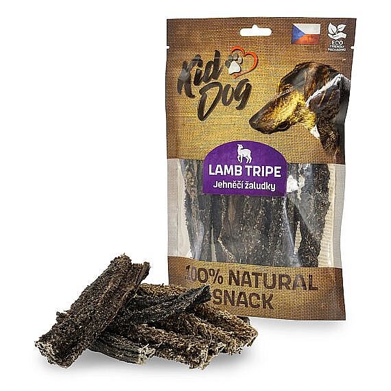KidDog 100 % Natural Snack sušený jahnací žalúdok 12 cm – 100 g