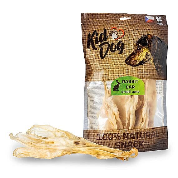 KidDog 100% Natural Snack králicie uši bez srsti – prírodná maškrta pre psy 200 g