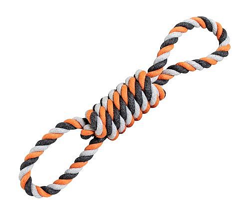 HHD bavlnené preťahovadlo osmička 30cm/ 130g šedá, oranžová, tm.šedá