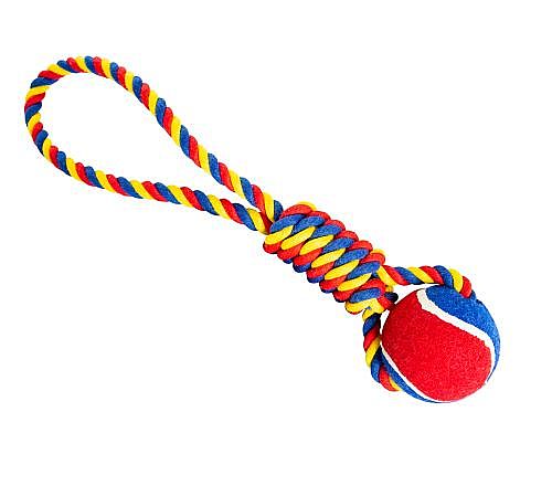 HHD vrhacie preťahovadlo s tenisákom 6cm, 36cm/ 130g zelená,modrá,žltá