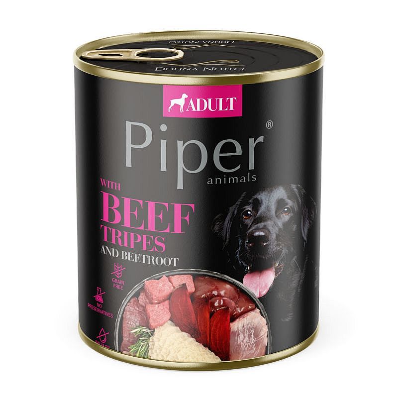 PIPER konzerva pre psov s hovädzími držkami a červenou repou 800 g