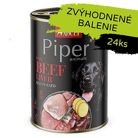 PIPER konzerva pre psov s hovädzou pečienkou a zemiakmi 24 × 400 g