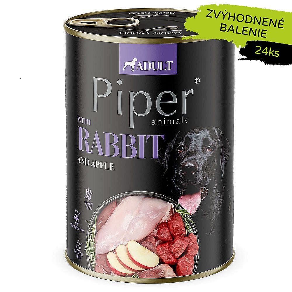PIPER konzerva pre psov s králikom a jablkom 24 × 400 g