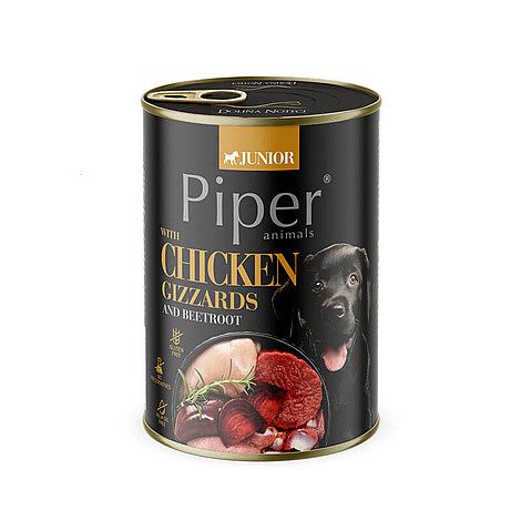 PIPER JUNIOR konzerva 400g - s kuracími žalúdkami a červenou repou