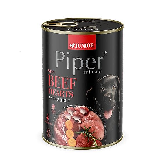 PIPER Junior konzerva pre šteňatá s hovädzím srdcom a mrkvou 12 × 400 g