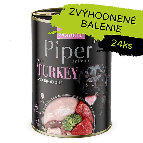 PIPER konzerva pre psov s morkou a brokolicou 24 × 400 g
