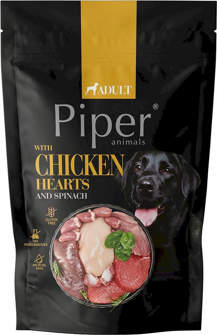 PIPER kapsička pre psov s kuracími srdiečkami a špenátom 500 g