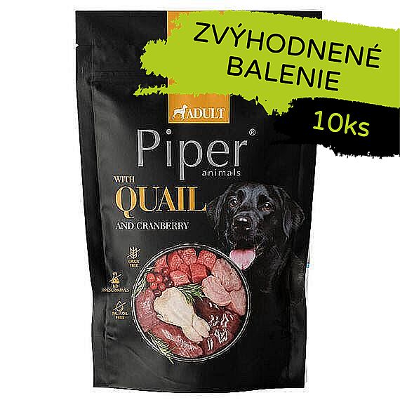 PIPER kapsička pre psov s prepelicou a brusnicami 10 × 500 g