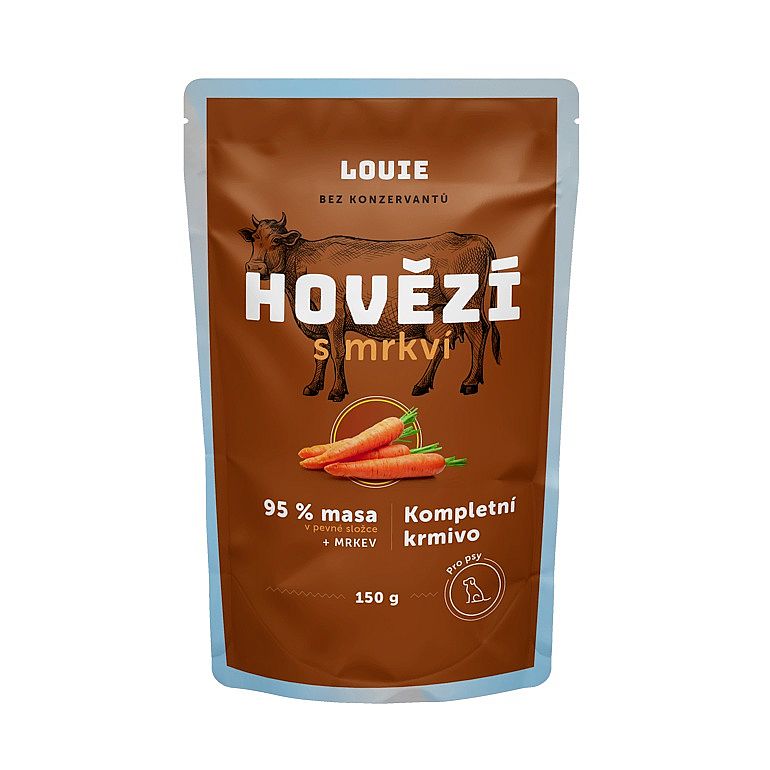 Kapsička LOUIE hovädzie s mrkvou 150g pre psov