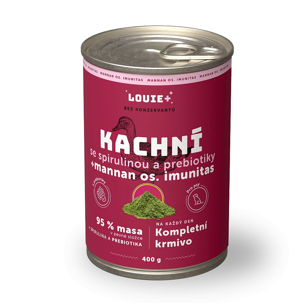 Konzerva LOUIE kačka, spirulina, prebiotika 400g pre psov