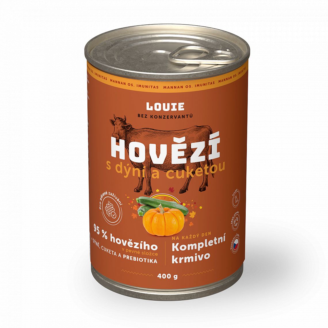 Konzerva LOUIE hovädzie, tekvica, prebiotika 400g pre psov